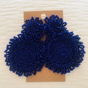 Navy beaded drop earrings